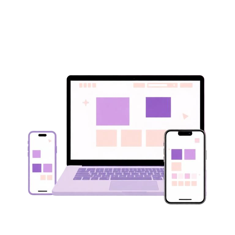 Illustration of a website built on laptop and mobile
